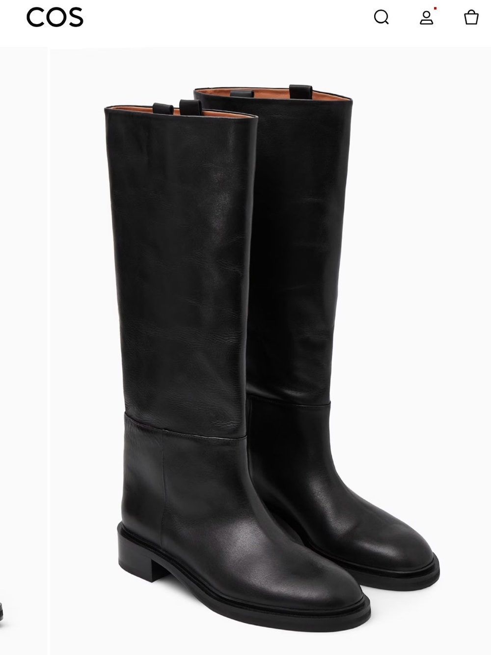 COS Tall Black Leather Riding Boots